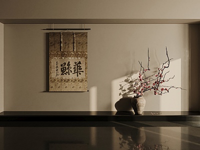 Zen Retro Scroll Hanging Painting 3d model