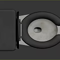 White Ceramic Toilet with Black Seat and Lid Modern Home Bathroom Essential Fixture Design