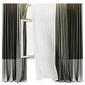 Double Layer Window Curtains With Sheer And Thick Panels Dark Light Colors And Metal Frame