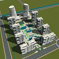 Modern High Rise Residential Buildings With Curved Architecture And Green Spaces