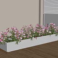 Pink and Purple Flowers in Gray Planter with Glowing Base by Window on Wooden Floor