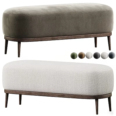 Modern Fabric Sofa Bench With Wooden Legs And Multiple Color Options 3d model