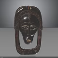 Traditional Ethnic Attire Decorative Wooden Mask With Intricate Carved Patterns