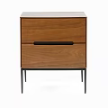 Modern Wooden Bedside Table With Drawer And Black Metal Legs Design