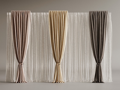 Plain curtain gauze curtain 3d model