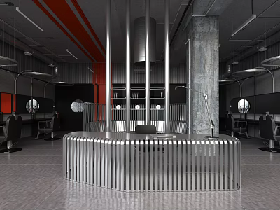 Industrial wind barber shop 3d model