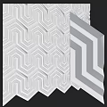 Modern White Wainscoting With Geometric 3D Patterns For Interior Wall Decoration