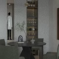 Modern Living And Dining Room Interior With Gray Sofa Round Coffee Table And Dining Set