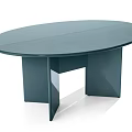 Modern Teal Oval Dining Table With Structural Legs And Sleek Polished Surface 3d model