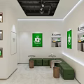 Modern Coffee Shop Store Front Desk With Glass Facade And Signage