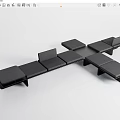 Modern Black Modular Sectional Sofa With Multiple Seating Units And Side Tables 3d model