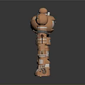 Futuristic Copper Mechanical Robot With Detailed Metallic Structure And Articulated Joints