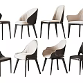 Modern Leather And Fabric Dining Chairs With Black Beige Minimalist Design
