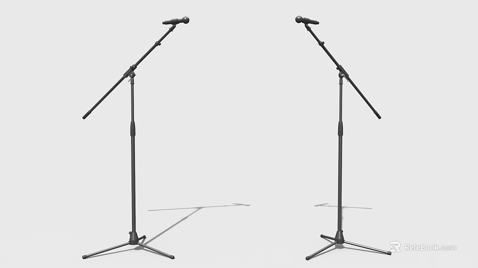 Two Black Microphone Stands Equipped With Microphones For Household Electrical Appliances 3d model 