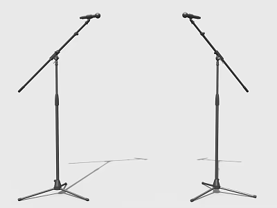 Two Black Microphone Stands Equipped With Microphones For Household Electrical Appliances 3d model