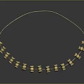 Golden Necklace With Small Cylindrical Beads Circular Design Shiny Surface Daily Life Accessory