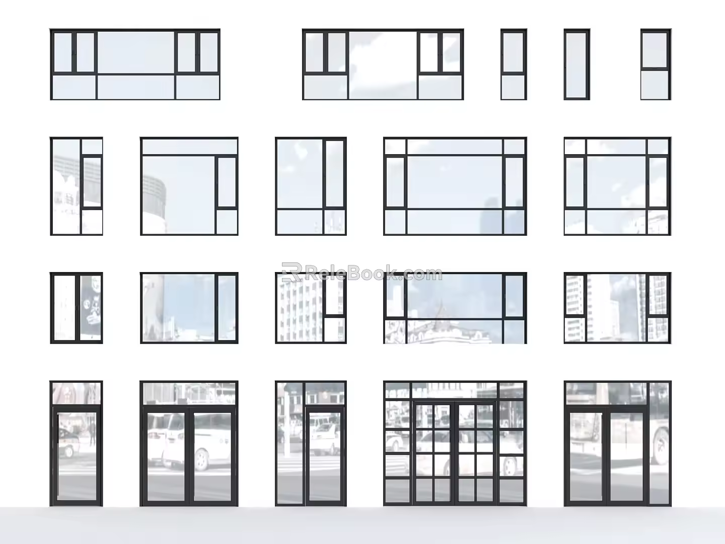 Modern floor-to-ceiling windows and doors 3d model