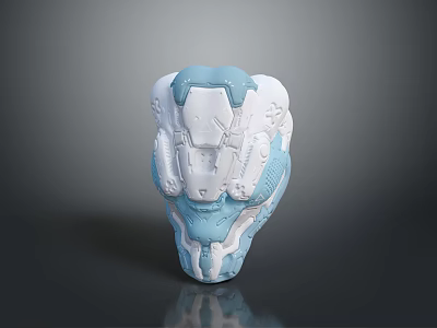 Blue And White Fashion Helmet With Complex Structural Futuristic Tech Design 3d model
