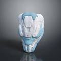 Blue And White Fashion Helmet With Complex Structural Futuristic Tech Design