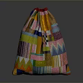 Colorful Geometric Patchwork Drawstring Bag Stylish Practical Daily Life Storage Accessory