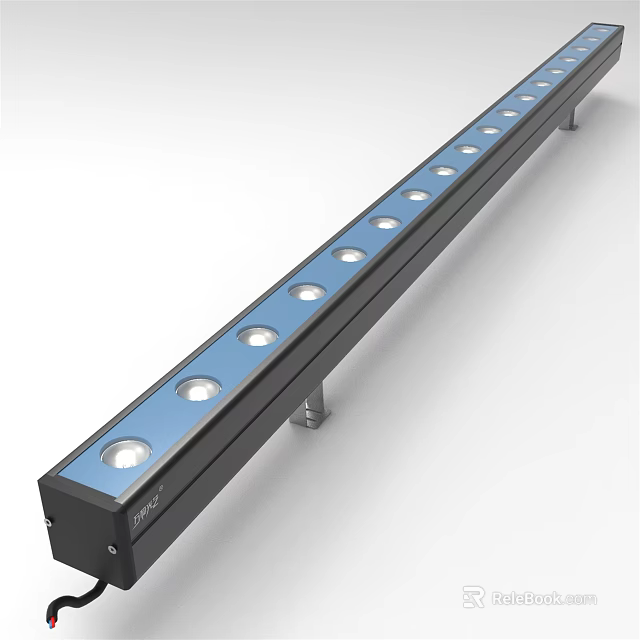 Black Long Strip Decorative Light With Multiple Round Light Holes And Stand Base 3d model 