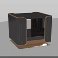 Modern Side Table with Dark Wooden Texture and Copper Metal Frame Design
