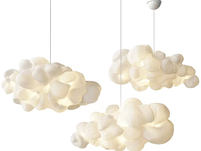 Fluffy White Cloud Shaped Pendant Lights For Modern Interior Decoration 3d model