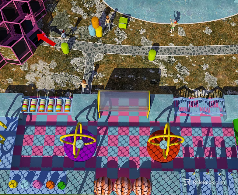 Vibrant Outdoor Playground Equipment With Slides Climbing Frames And Multicolored Structures 3d model