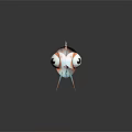 Cute 3D Cartoon Fish Character With Big Eyes Pink Blue Body And Orange Fins