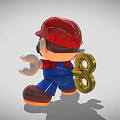 Mario Doll With Red Hat White M Blue Overalls Brown Shoes Holding Wrenches