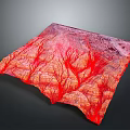 Vibrant Red And Orange Natural Landscape Mountainous Terrain With Intricate Textures And Rolling Contours