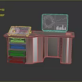 Modern L Shaped Office Desk With Dual Screens Charts Map And Wooden Drawers