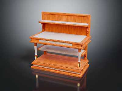 Classic Wooden Multilayer Furniture With Open Shelves Drawer And Sturdy Base 3d model