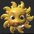 Cartoon Sun Character With Friendly Expression Big Eyes And Yellow Animated Features