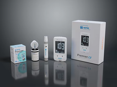 Nipro Premier Blood Glucose Monitoring Device With Test Strips And Lancing Device 3d model