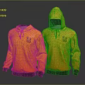 Stylish Orange Patterned Hoodie With Intricate Design And Front Pocket 3d model