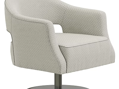 Light Gray Polka Dot Accent Chair With Unique Curved Armrest And Round Metal Base 3d model