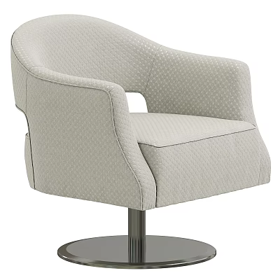 Light Gray Polka Dot Accent Chair With Unique Curved Armrest And Round Metal Base 3d model