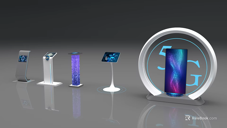 Public Facilities Featuring 5G Technology Interactive Screens and Illuminated Modern Design 3d model 