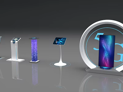 Public Facilities Featuring 5G Technology Interactive Screens and Illuminated Modern Design 3d model