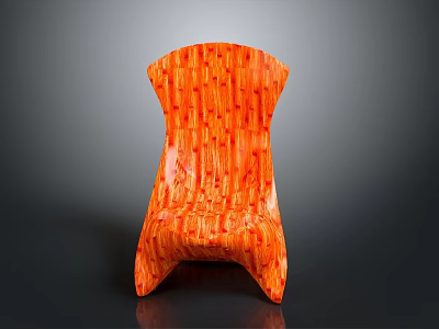 Modern Orange Textured Leisure Chair With Woven Pattern And Artistic Curved Legs Design 3d model