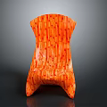 Modern Orange Textured Leisure Chair With Woven Pattern And Artistic Curved Legs Design