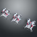 Advanced White And Red Drone Weapon Systems With Mechanical Arms And Gun Barrels