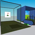 School Golf Practice Area With Hitting Net Putting Green And Clubs Storage Unit