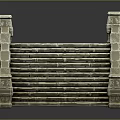 Traditional Stone Staircase Architectural Component With Side Railings And Stepped Design 3d model
