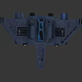 Blue Spaceship Model With Second Star Union Logo Thrusters And Antenna 3d model