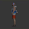 3D Character Design With Red Cap Sunglasses Blue Vest And Red Shorts