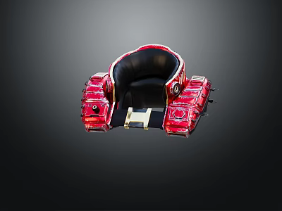 Red Boxing Ring Model With Black Seats And Golden Connectors Design 3d model