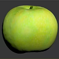 Ripe Green Apple With Glossy Surface Isolated On Black Background