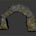 Stone Arch Structure With Rough Texture And Natural Gray Yellow Green Hues On Gradient Background